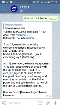 mencari lema kata dalam bahasa Yunani: /kamus αγαλλιασις